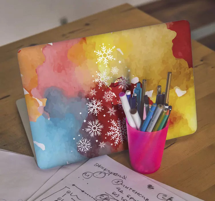Autocolant pentru laptop model colorat de fulg de nea - TenStickers