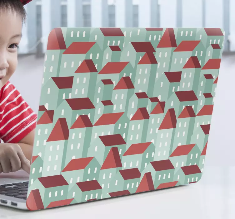Autocolant pentru laptop model de casă colorată - TenStickers