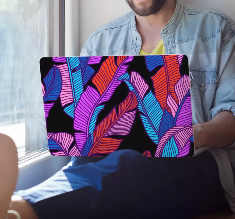 Autocolant pentru laptop model de frunze colorate - TenStickers