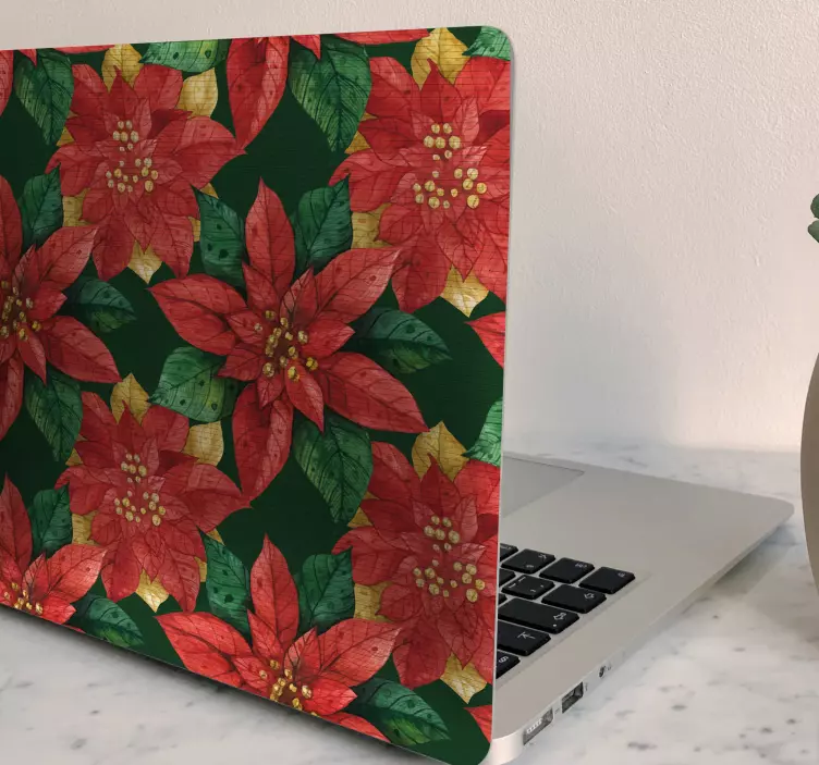 Autocolant pentru laptop model floral cu poinsettia - TenStickers
