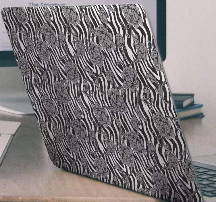 Autocolant pentru laptop model floral zebră - TenStickers