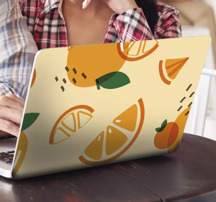 Autocolant pentru laptop modele fructate de portocaliu - TenStickers