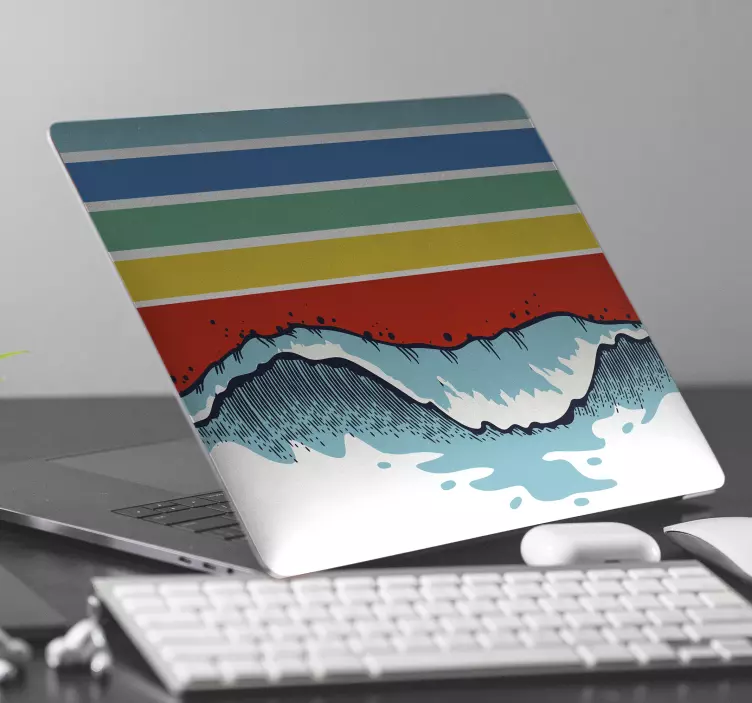Autocolant pentru laptop motif valuri vibrante - TenStickers