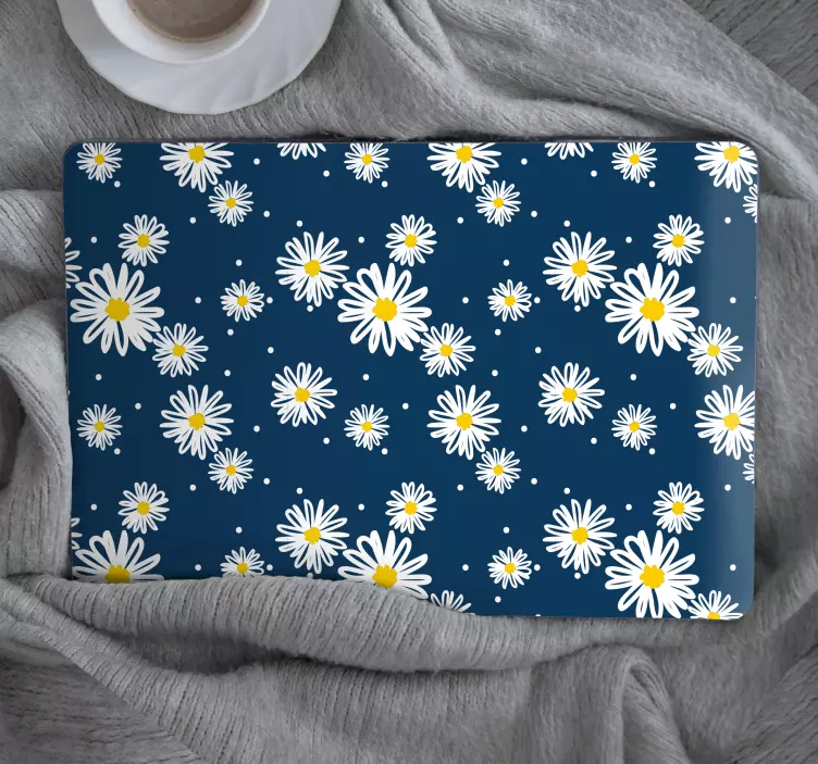 Autocolant pentru laptop motiv floral de margarete - TenStickers
