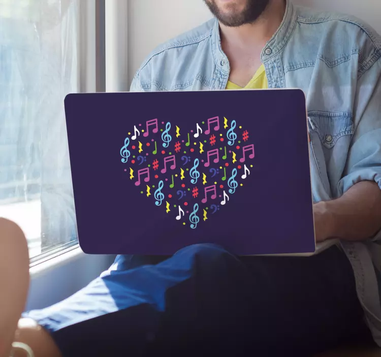 Autocolant pentru laptop note de inimă colorate - TenStickers