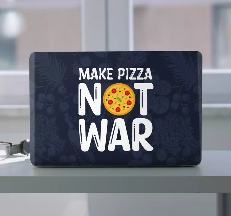 Autocolant pentru laptop fă pizza, nu război - TenStickers