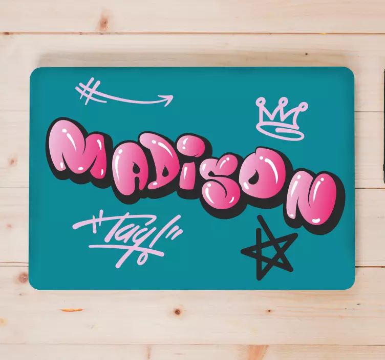 Autocolant pentru laptop nume unic de graffiti - TenStickers