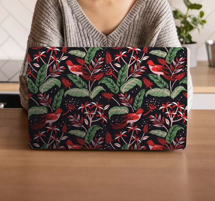 Autocolant pentru laptop păsări florale elegante - TenStickers