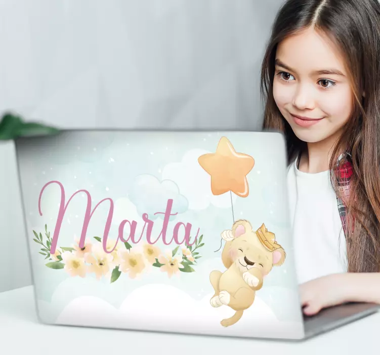 Autocolant pentru laptop personaj leu drăguț - TenStickers