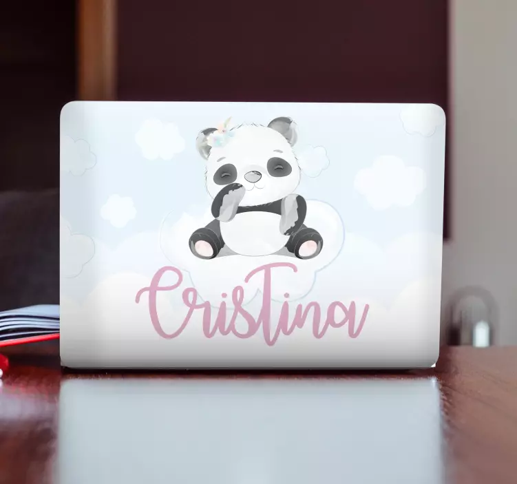 Autocolant pentru laptop personaj panda jucăuș - TenStickers