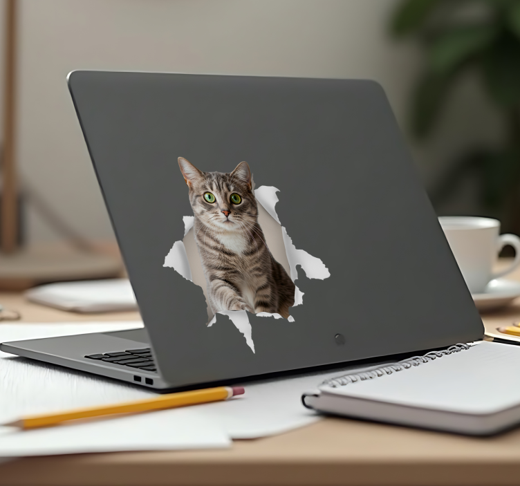Autocolant pentru laptop pisică 3d - TenStickers