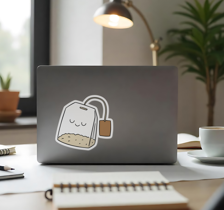 Autocolant pentru laptop pliculeț de ceai fericit - TenStickers