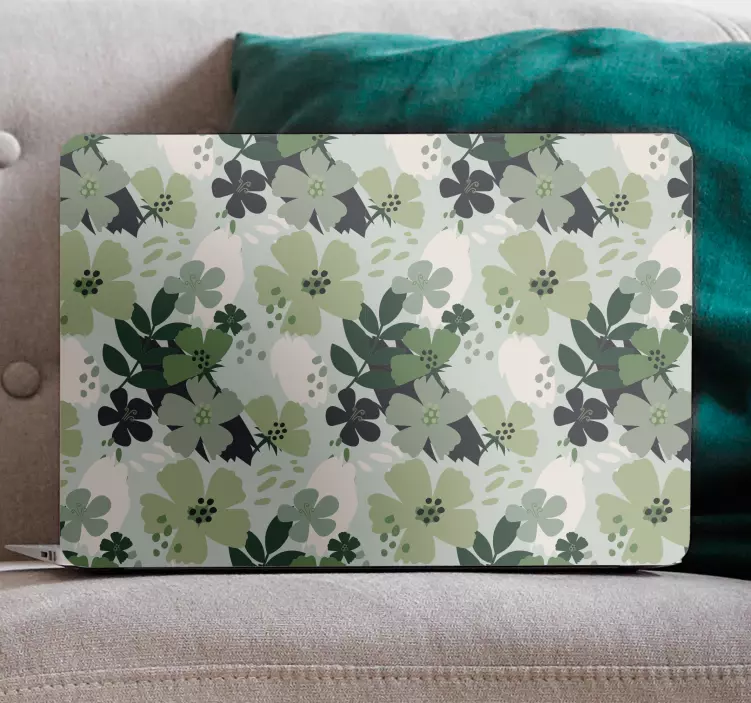 Autocolant pentru laptop imprimeu floral verde - TenStickers