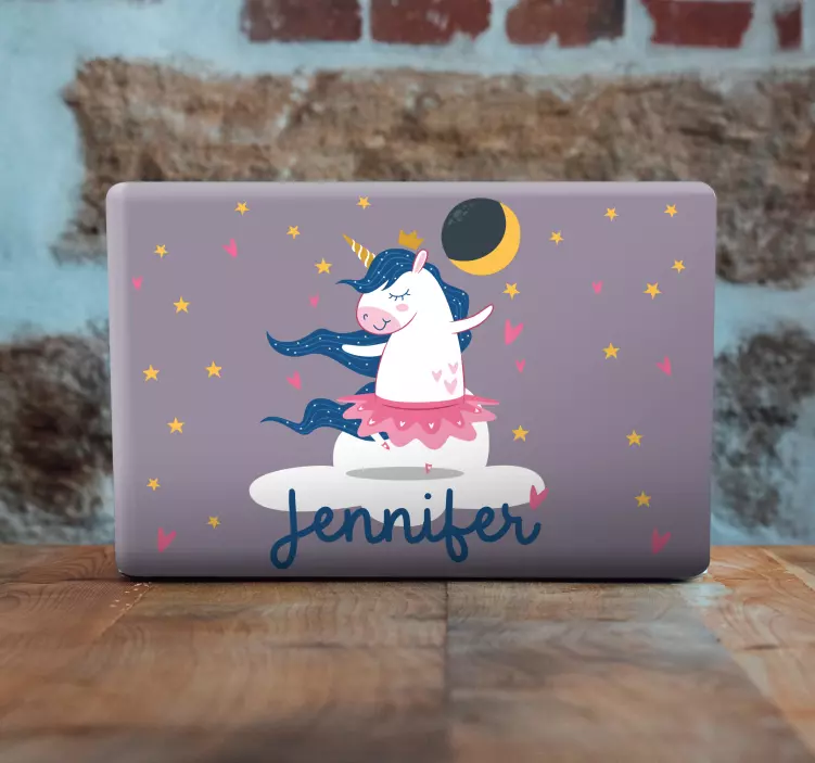 Autocolant pentru laptop unicorn dansator personalizat - TenStickers