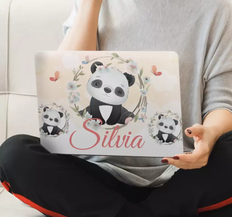 Autocolant pentru laptop temă drăguță cu panda - TenStickers