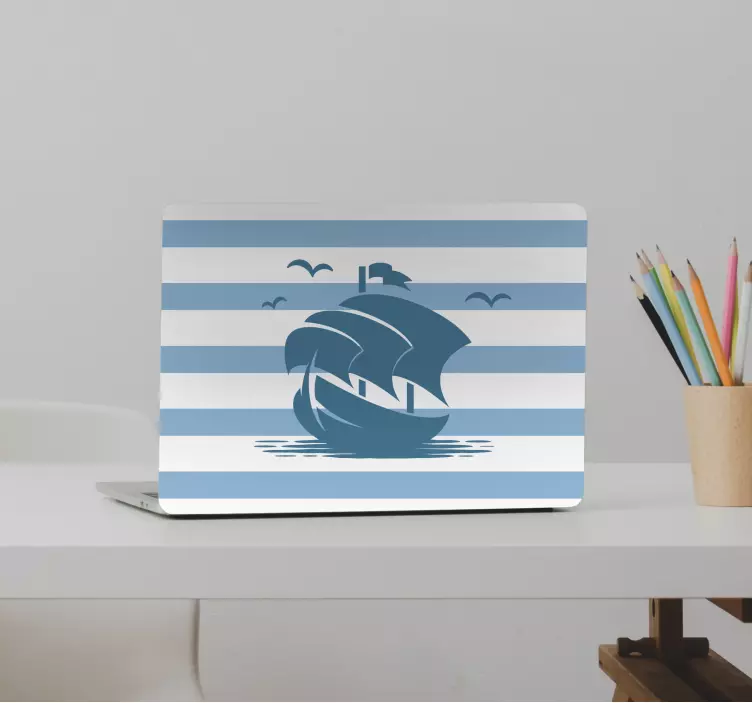 Autocolant pentru laptop temă oceanică cu vele - TenStickers