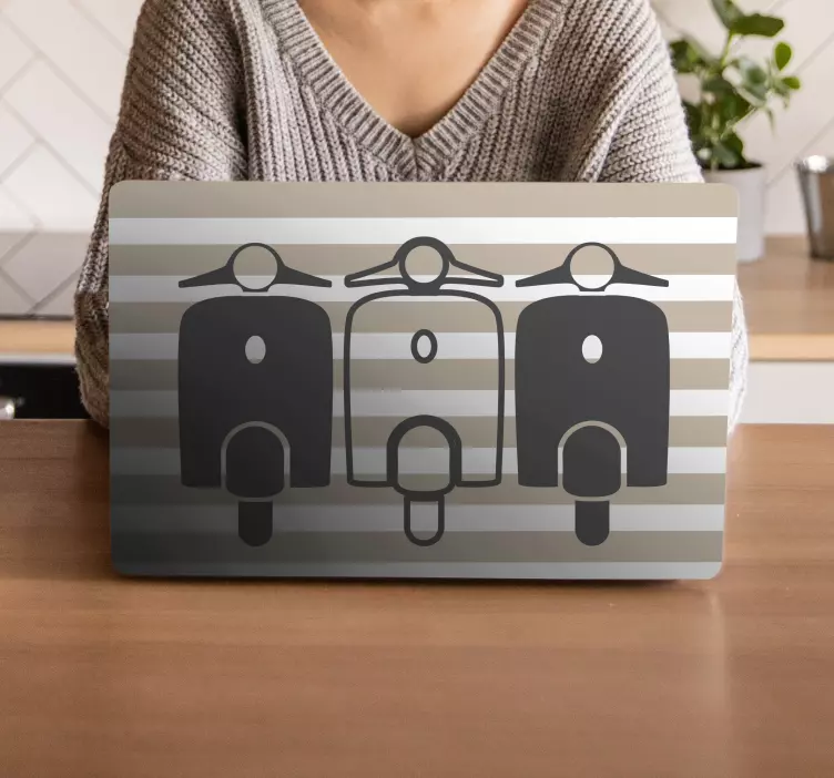 Autocolant pentru laptop trio elegant de scutere - TenStickers