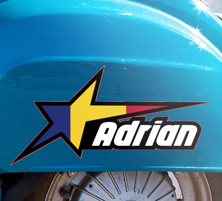 Steagul româniei și denumirea personalizată a motocicletei - TenStickers