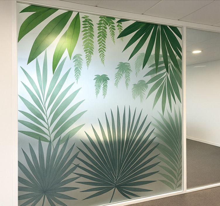 Autocolant pentru sticlă motivul frunzelor de palmier - TenStickers