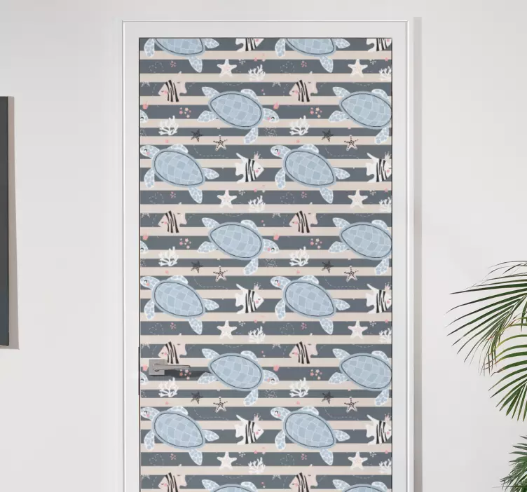 Autocolant pentru usa design de model de broască țestoasă - TenStickers