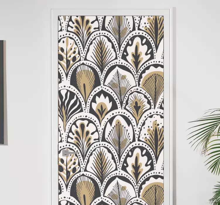 Autocolant pentru usa element abstract botanic - TenStickers