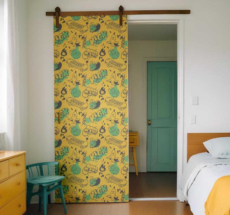 Autocolant pentru usa model urban - TenStickers