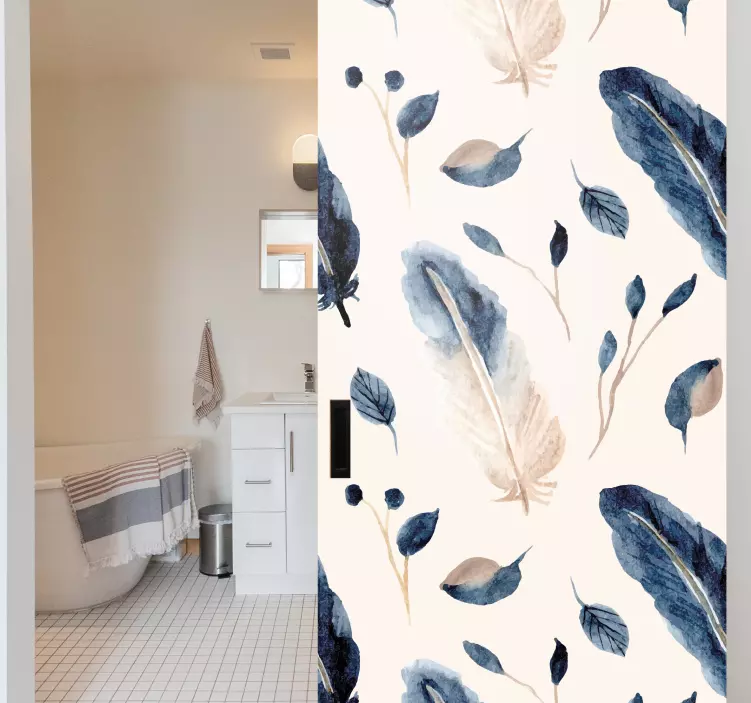 Autocolant pentru usa modele elegante de frunze - TenStickers