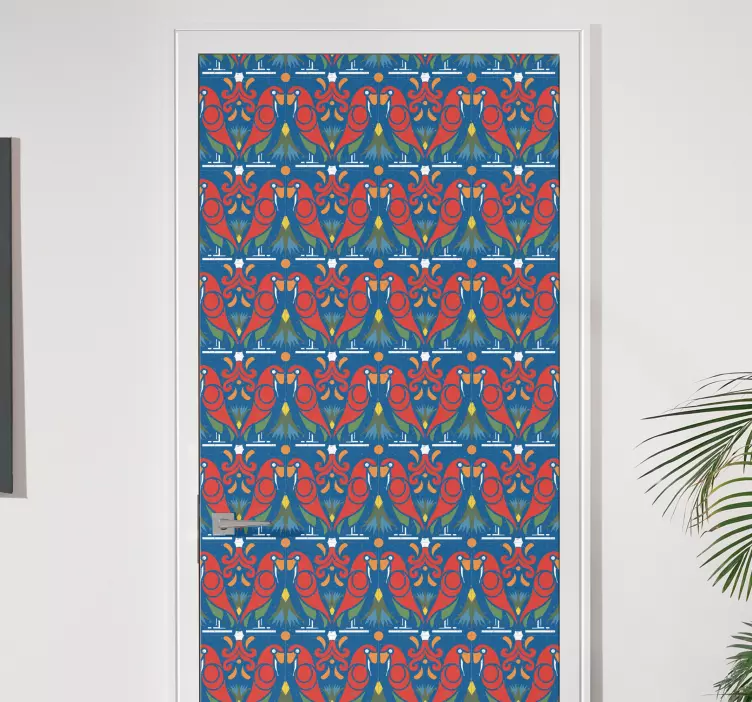 Autocolant pentru usa motiv aviar vibrant - TenStickers