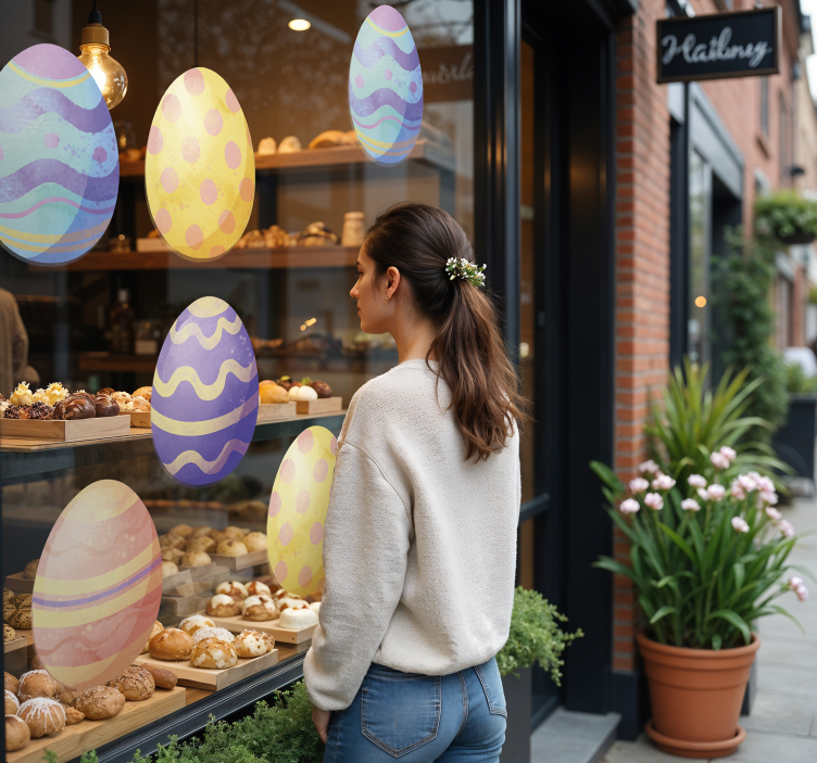 Autocolant pentru vitrine ouă de acuarelă - TenStickers