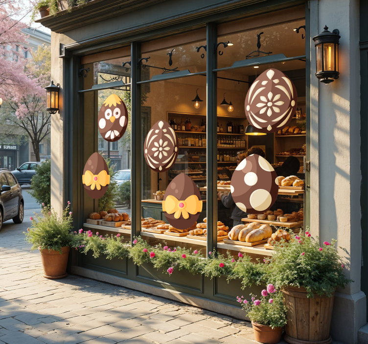 Autocolant pentru vitrine ouă de paște de ciocolată - TenStickers