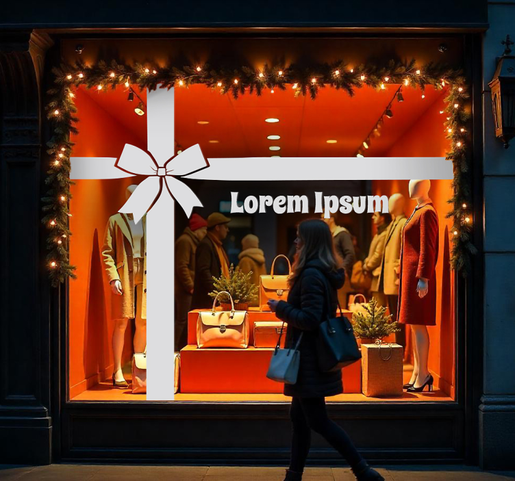 Autocolant pentru vitrine panglică cadou personalizată - TenStickers