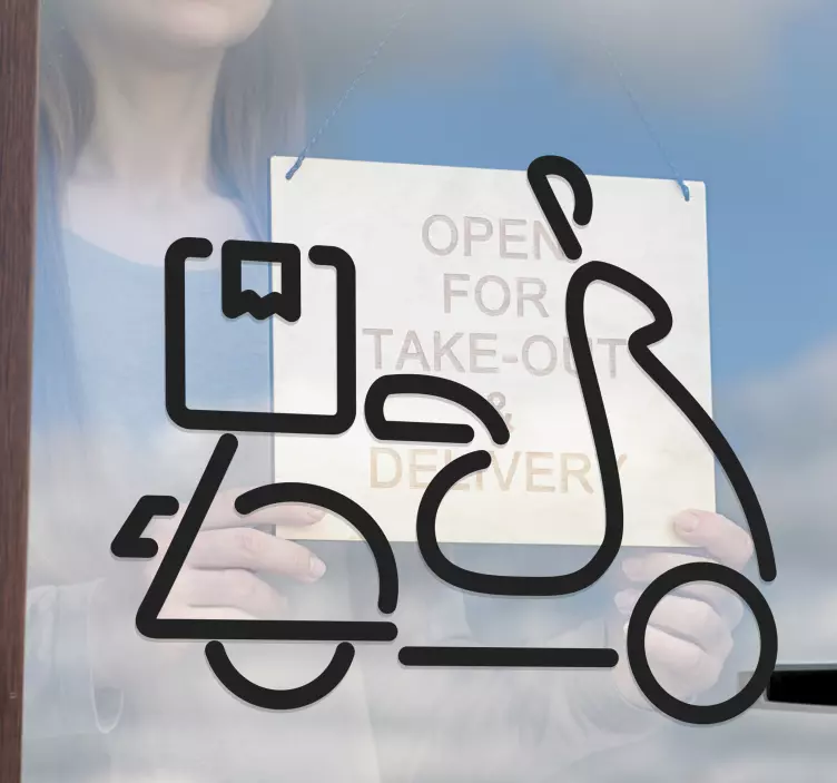 Autocolant pentru vitrine pictograma de livrare scuter - TenStickers