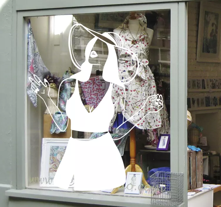 Autocolant pentru vitrine siluetă de femeie elegantă - TenStickers