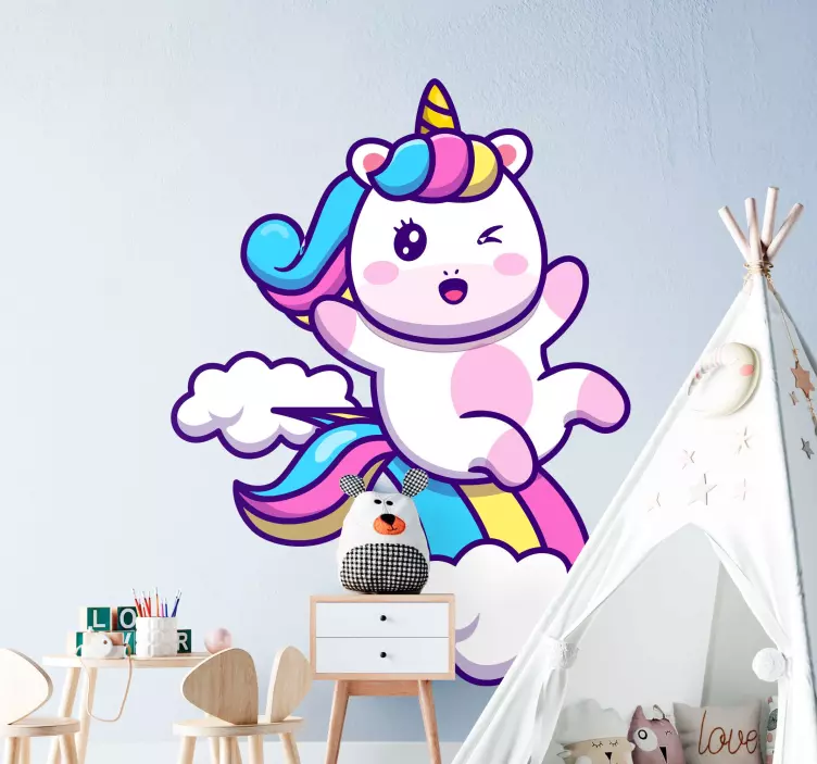 Autocolant personaj drăguț unicorn - TenStickers