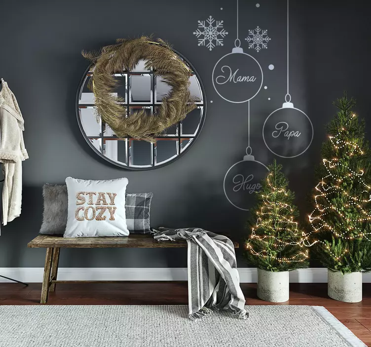 Autocolant personalizat cu globuri de crăciun - TenStickers