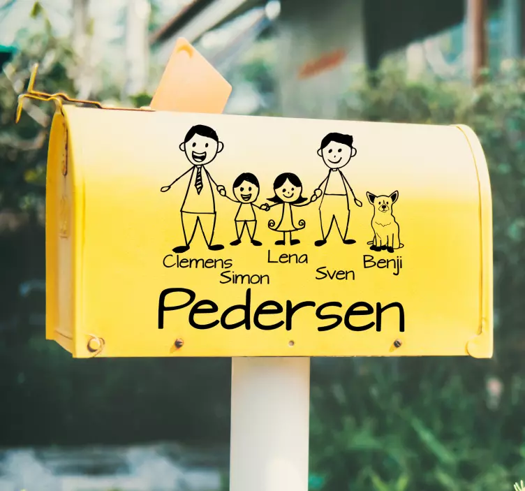Autocolant pentru cutie poștală pentru părinți, copii și câini - TenStickers