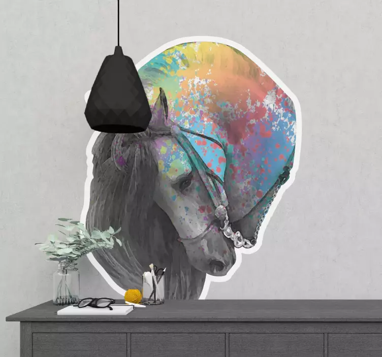 Autocolant portret colorat de cal - TenStickers