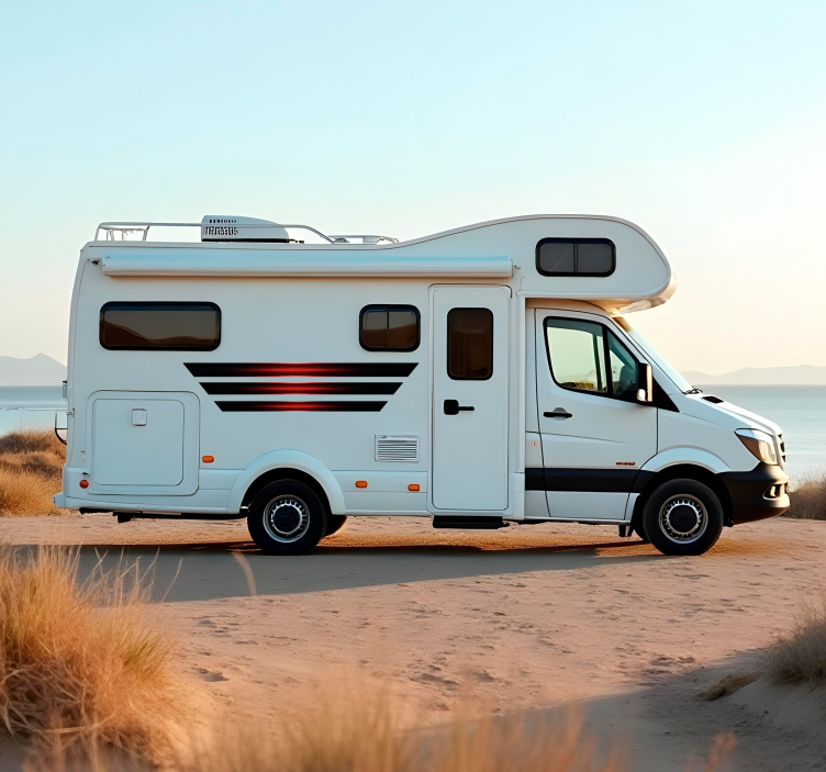 Autocolant rulotă dungi negre și roșii - TenStickers