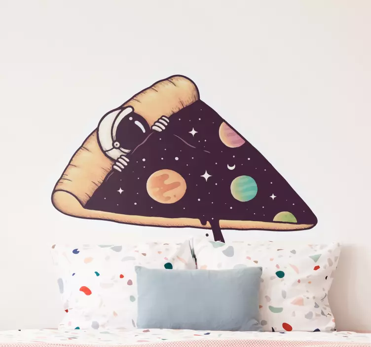 Autocolant spațiul cosmic felie de pizza astronaută - TenStickers