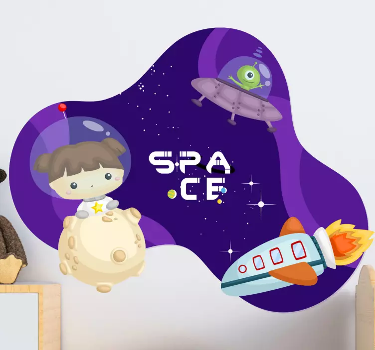 Autocolant spațiul cosmic o călătorie cosmică adorabilă - TenStickers