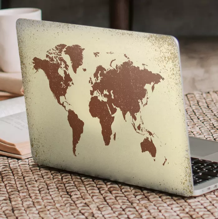 Decalcomanie murdară pentru laptopul vechi worldmap - TenStickers