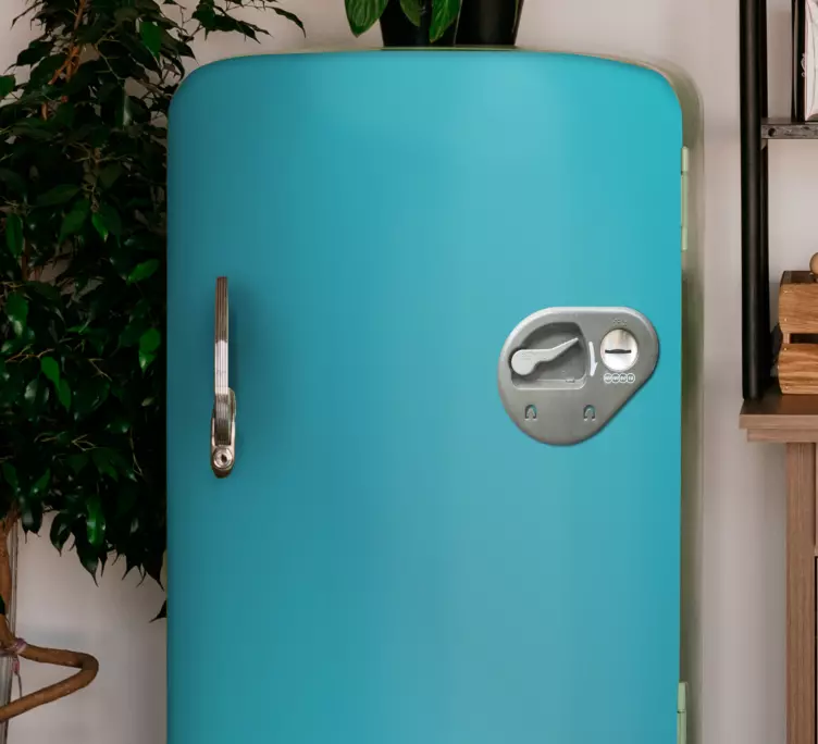 Autocolant vintage frigider cu distribuitor automat acvamarin - TenStickers