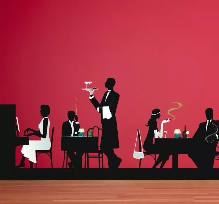 Autocolant vintage scena restaurant - TenStickers