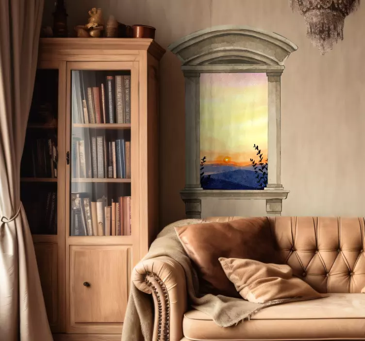 Autocolante 3d finisaj clasic cu acuarelă ferestre - TenStickers