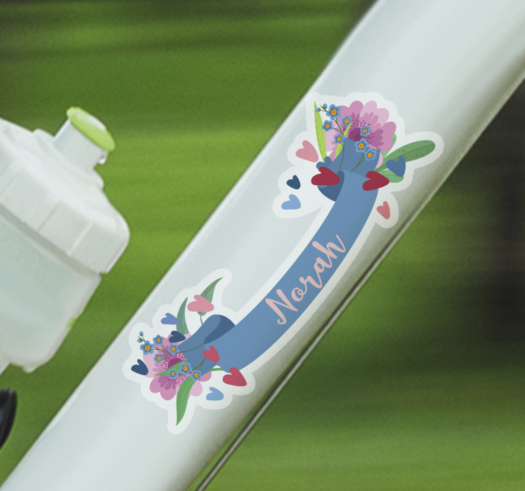 Autocolante biciclete banner floral personalizat - TenStickers