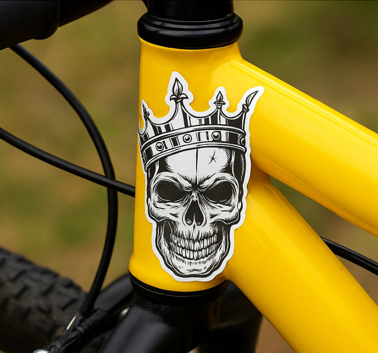 Autocolante biciclete craniu alb-negru - TenStickers