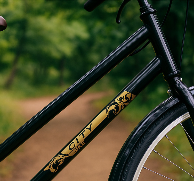 Autocolante biciclete cadru negru și auriu - TenStickers