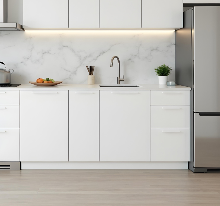 Autocolante bucătărie design alb simplu - TenStickers