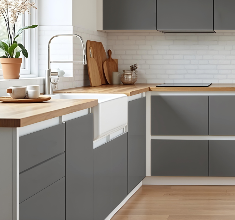 Autocolante bucătărie ton gri mat - TenStickers