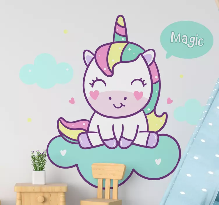 Autocolant pentru copii personaj unicorn fericit - TenStickers